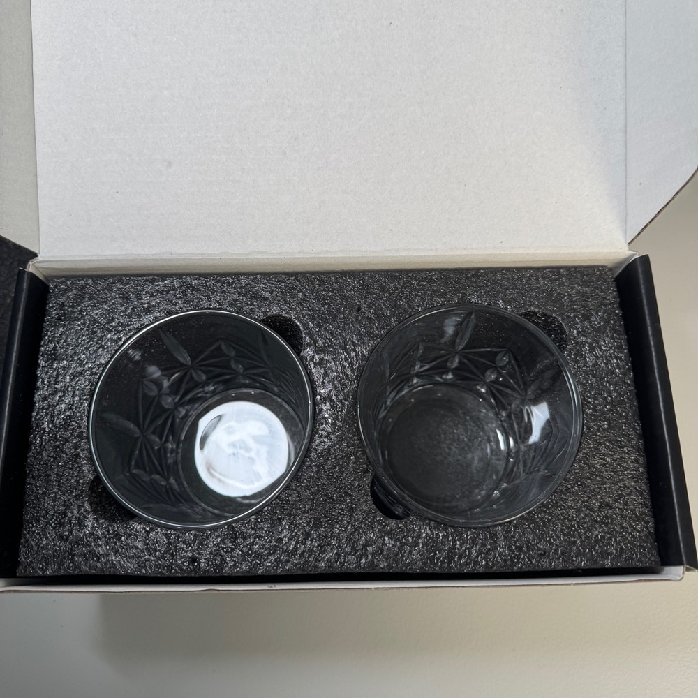 Crystal Whiskey Glasses Set of 2 – Vintage Cut Starburst 10oz Barware - Picture 2 of 5